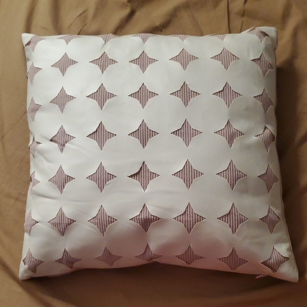 White and Pink Geometric Throw Pillow